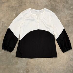 NWT New York & Company Black and White Colorblock Blouse